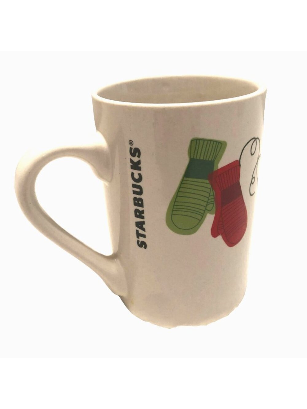 Starbucks Christmas Winter Coffee Tea Mug Bird Mittens 10oz 4.5"H 2011 White